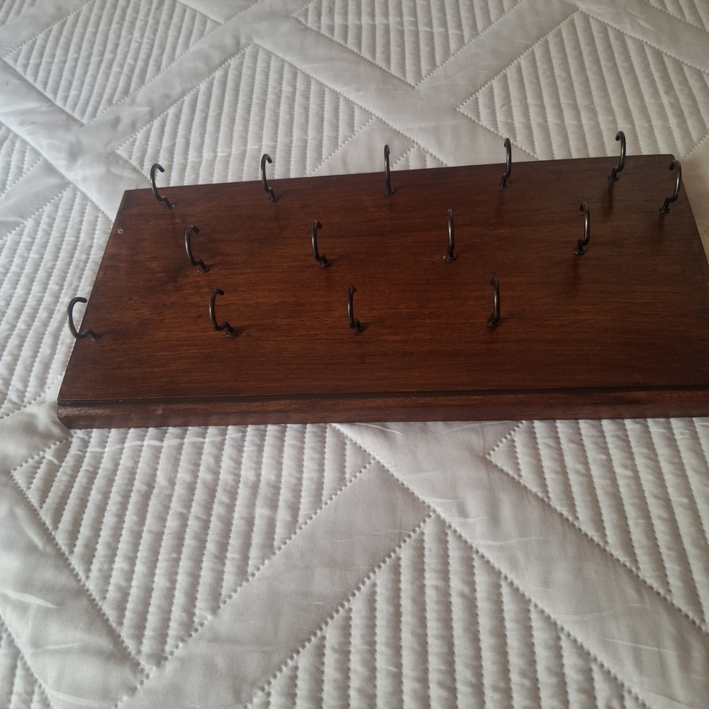 Rustic Vintage Bombay Numbered  Brown Solid Wooden Wall Hook Rack